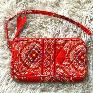 Vera Bradley Retired Orange Paprika Floral Paisley Print Wristlet